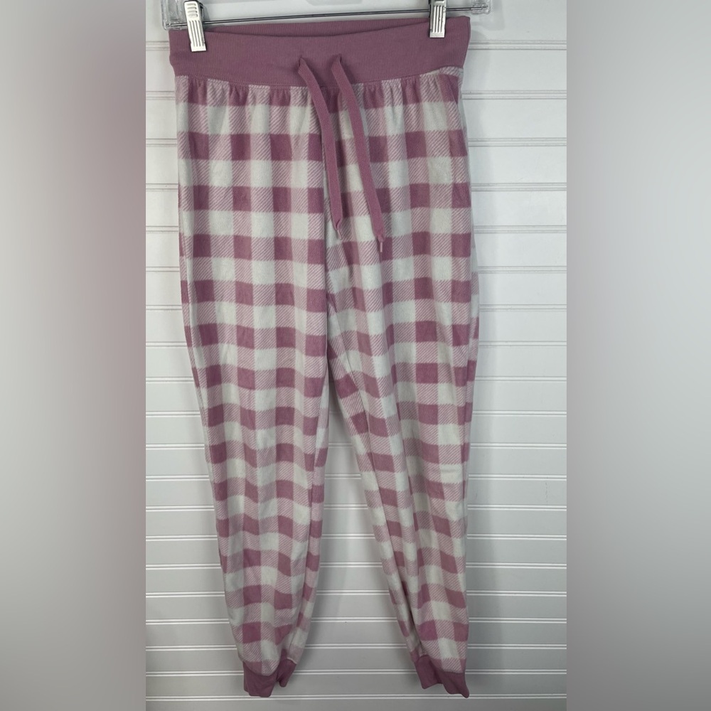 Aeropostale Pink & White Checkered Drawstring Pajama Joggers XS Women’s EUC